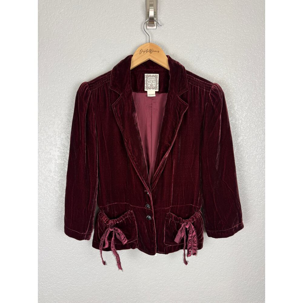 Ralph Lauren Vintage Velvet Blazer Whimsygoth Dark Academia Silk Victorian S - Picture 2 of 11